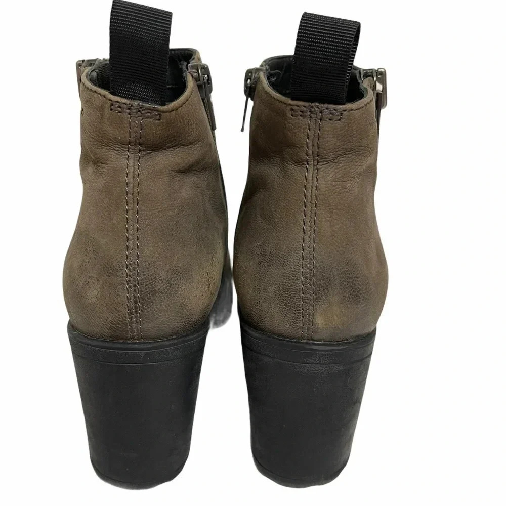 Vagabond Taupe Distressed Motor Heeled Ankle Boots - Picture 5 of 10